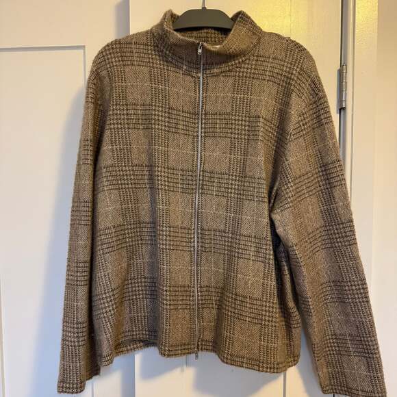 Our Legacy Shrunken Fullzip Polo - Beige Hound Check